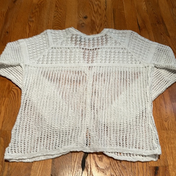 NorthCrest vintage white ramie/cotton blend crochet button cardigan size M - Picture 4 of 5